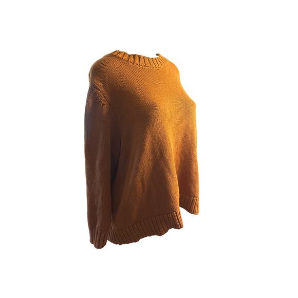 Women XL Shiny By Nature Rust Brown Sweater Pullover Heavy Knit Crewneck - Picture 1 of 6